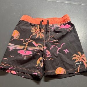 Hurley Black and Orange Tropical Swim Shorts